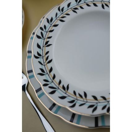 Set da tavola 62 pezzi in porcellana, disponibile nei colori bianco, blu e nero