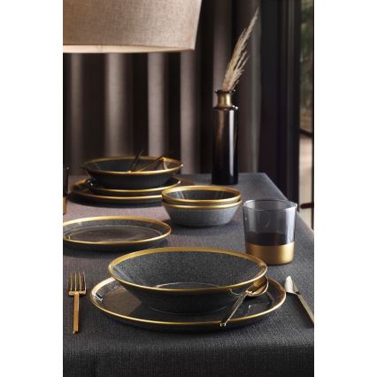 Set da tavola 8 pezzi nero/oro/porcellana