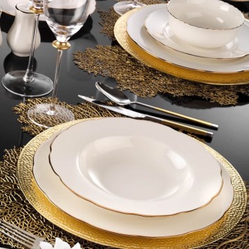 Set da tavola 83 pezzi, bianco/rame/porcellana