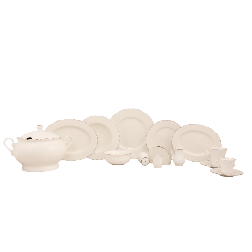 Set da tavola 83 pezzi, bianco/rame/porcellana