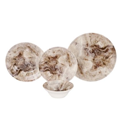 Set da tavola in ceramica, 24 pezzi, marrone