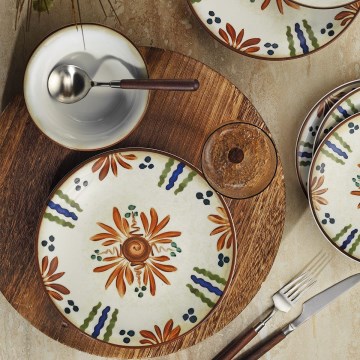Set da tavola in porcellana, 24 pezzi, multicolore