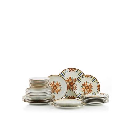 Set da tavola in porcellana, 24 pezzi, multicolore