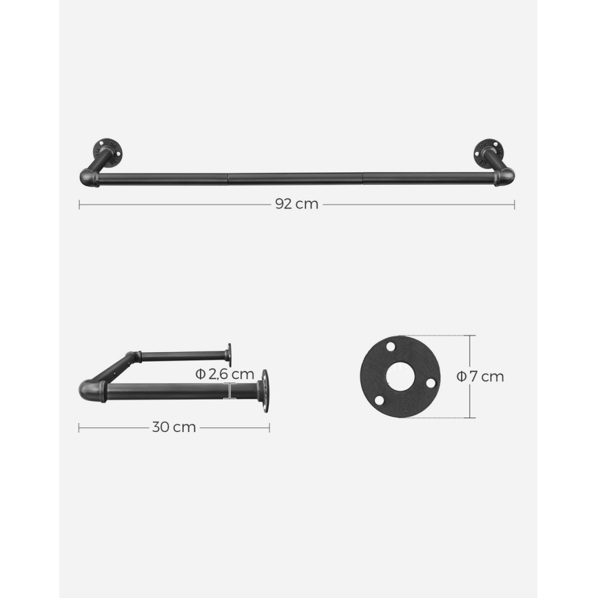 Set di 2 appendiabiti da parete per grucce LINEA, nero