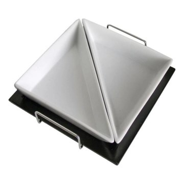 Set di 2 ciotole con vassoio TORO in ceramica e legno