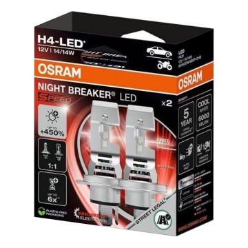 Set di 2 lampadine LED per auto NIGHT BREAKER SPEED H4 P43T/14W/12V 6000K - Osram
