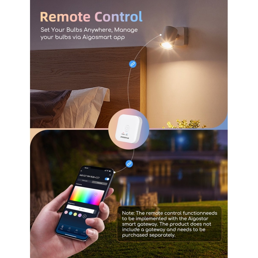 Set da 2 lampadine LED RGBW dimmerabili MESH GU10/6,5W/230V 2700-6500K Wi-Fi - Aigostar