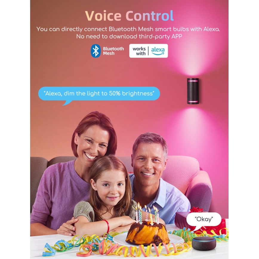 Set da 2 lampadine LED RGBW dimmerabili MESH GU10/6,5W/230V 2700-6500K Wi-Fi - Aigostar