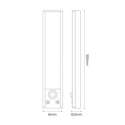 Set da 2 luci LED ricaricabili per mobili con sensore di movimento e crepuscolare VIRO LED/1,2W/3,7V 800 mAh 3000/4000/6500K 30 cm bianco