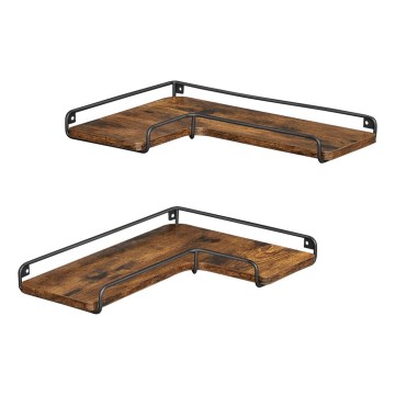 Set di 2 mensole da parete SHELFY 40x10x29 cm marrone/nero