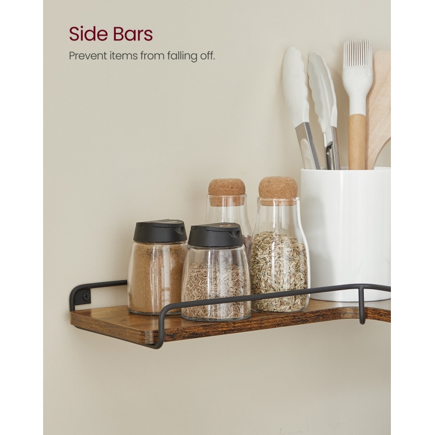 Set di 2 mensole da parete SHELFY, marrone/nero