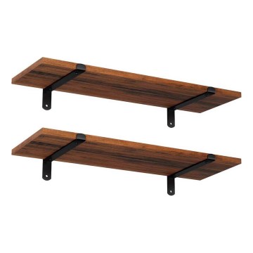 Set di 2 mensole da parete SHELFY marrone/nero