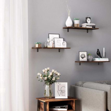 Set di 2 mensole da parete SHELFY marrone/nero