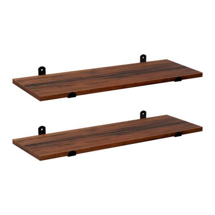 Set di 2 mensole da parete SHELFY marrone/nero