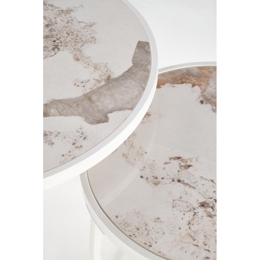 Set di 2 tavolini da salotto AURORO beige/bianco