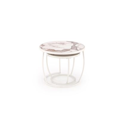 Set di 2 tavolini da salotto AURORO beige/bianco