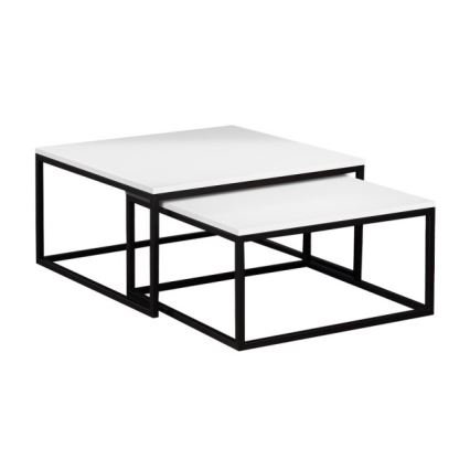 Set di 2 tavolini da salotto DUAL 76x76/66x66 cm nero/bianco