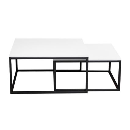 Set di 2 tavolini da salotto DUAL 76x76/66x66 cm nero/bianco