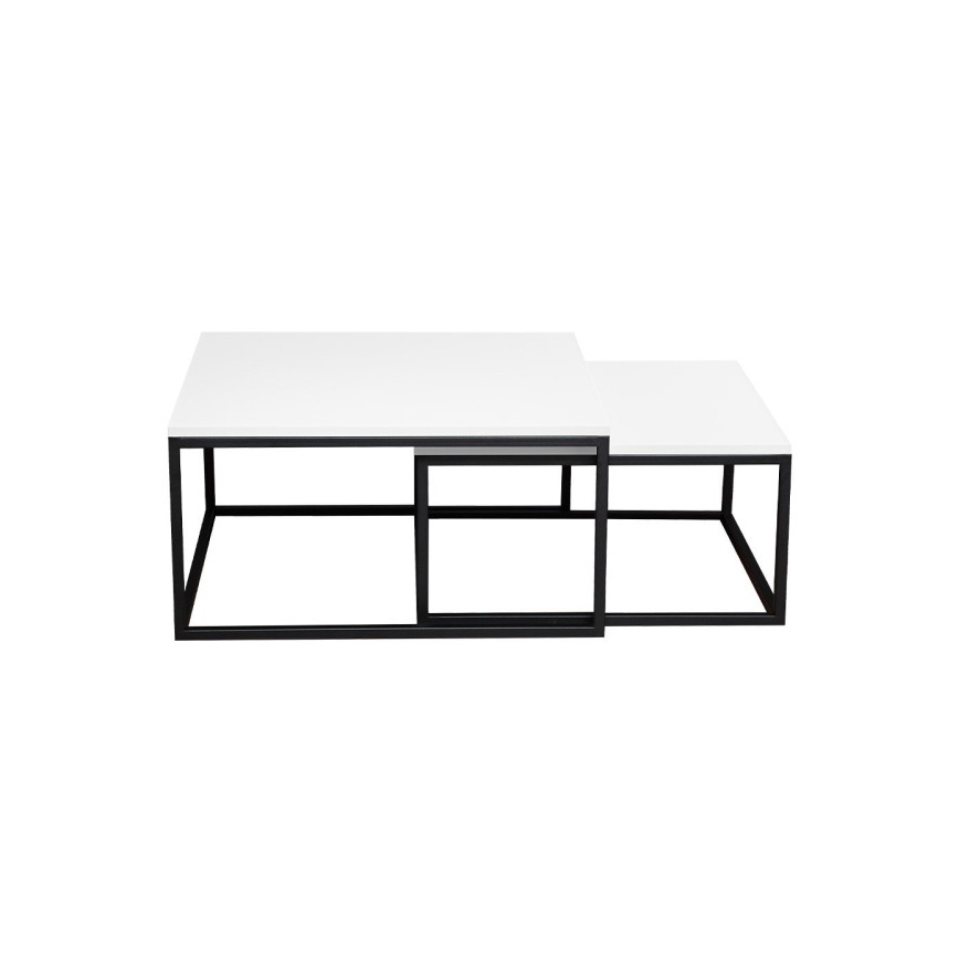 Set di 2 tavolini da salotto DUAL 76x76/66x66 cm nero/bianco