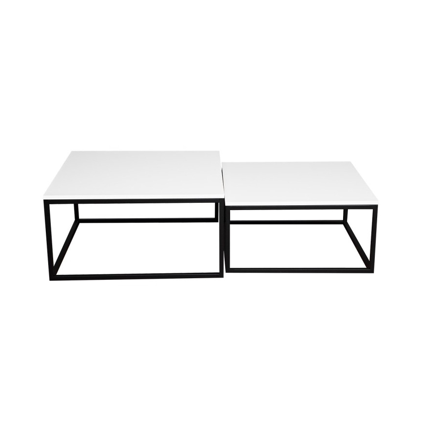 Set di 2 tavolini da salotto DUAL 76x76/66x66 cm nero/bianco