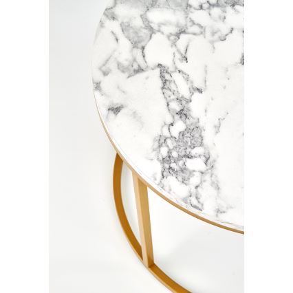 Set di 2 tavolini da salotto PACILA, finitura effetto marmo con dettagli dorati