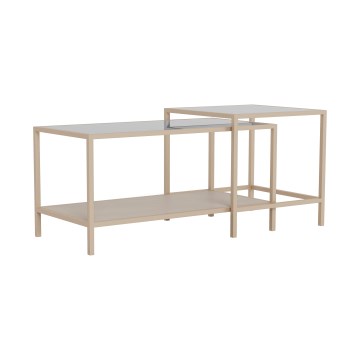 Set di 2 tavolini da salotto SARON 90x50 cm, grigio/trasparente