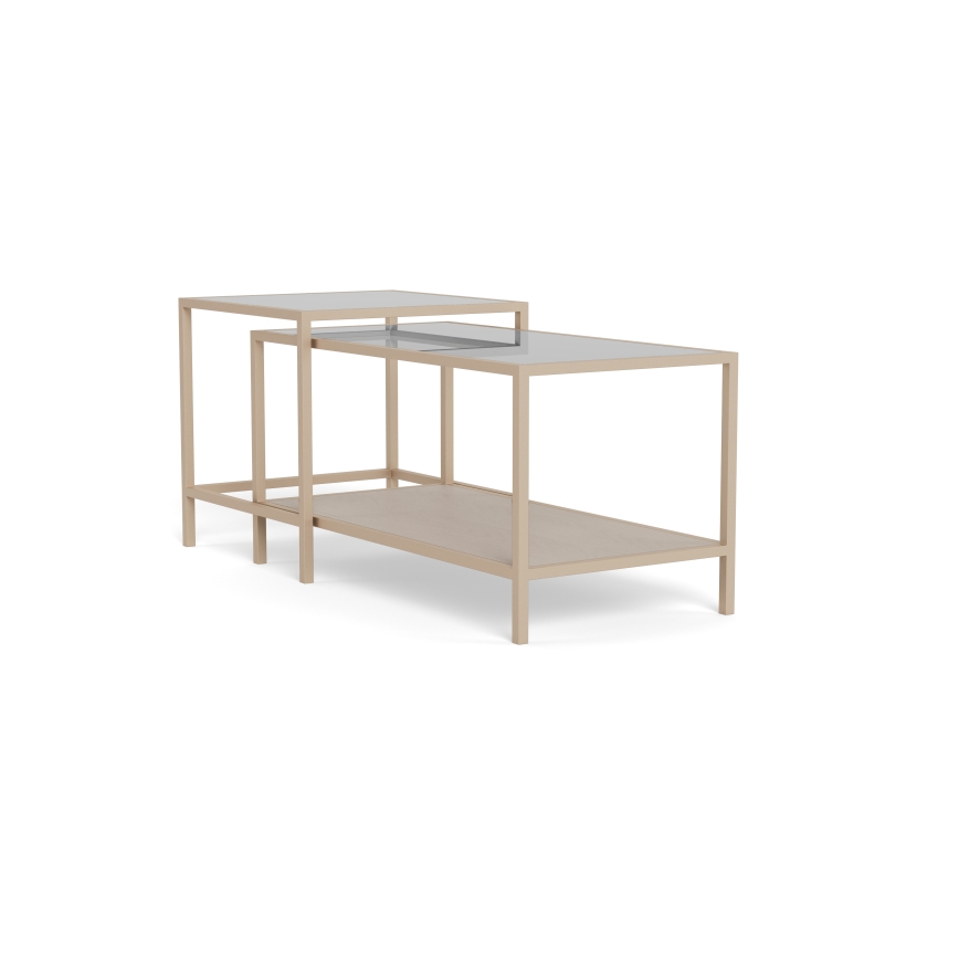 Set di 2 tavolini da salotto SARON 90x50 cm, grigio/trasparente