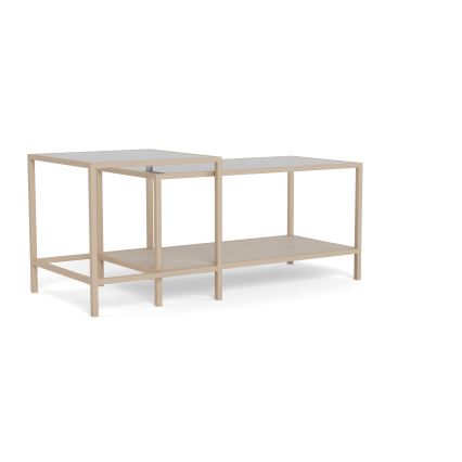 Set di 2 tavolini da salotto SARON 90x50 cm, grigio/trasparente