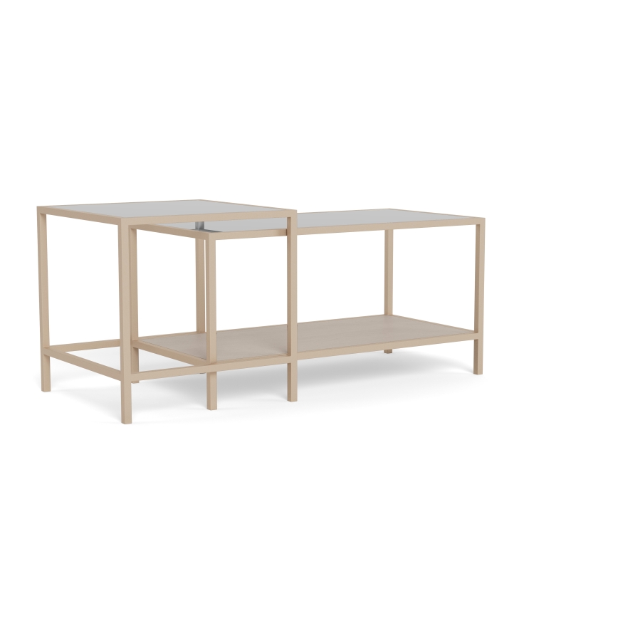 Set di 2 tavolini da salotto SARON 90x50 cm, grigio/trasparente