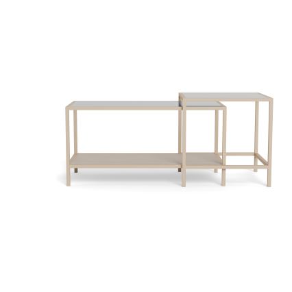 Set di 2 tavolini da salotto SARON 90x50 cm, grigio/trasparente
