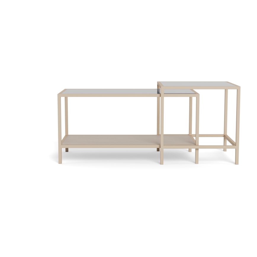 Set di 2 tavolini da salotto SARON 90x50 cm, grigio/trasparente