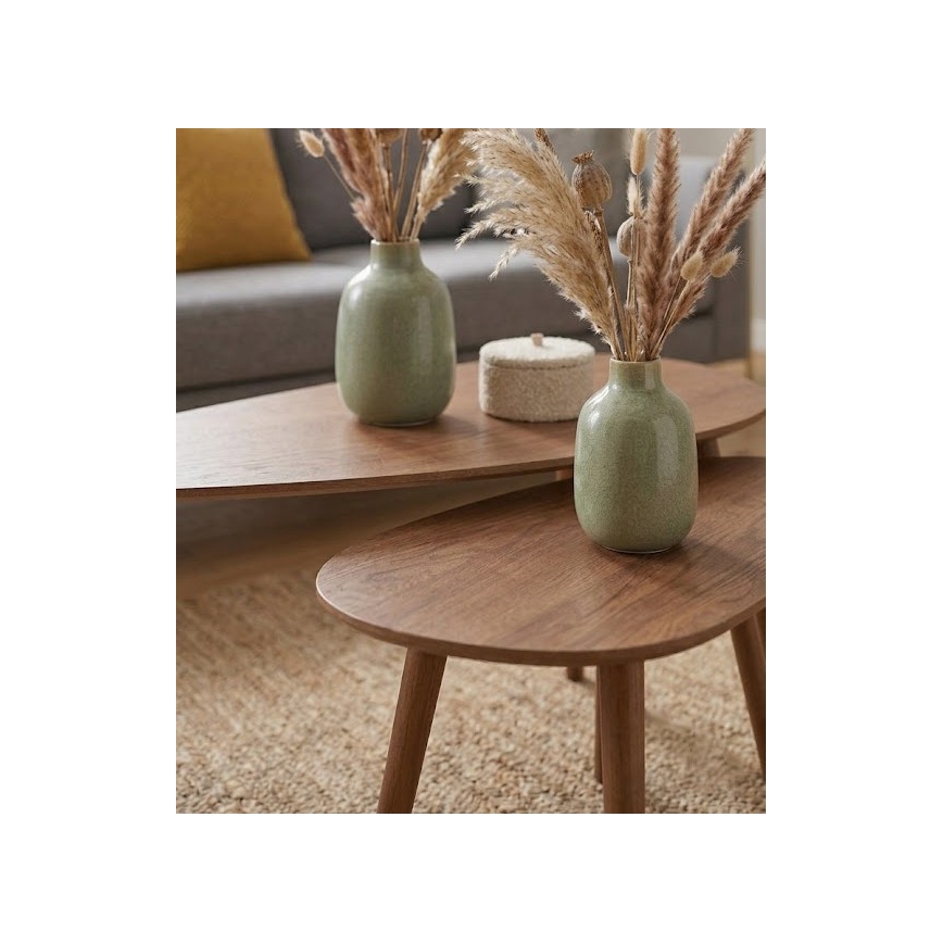 Set di 2 tavolini da salotto SOLE 60/80x30/40 cm noce