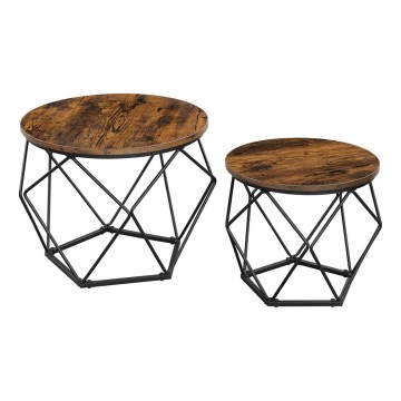 Set di 2 tavolini da salotto TALIA, marrone/nero