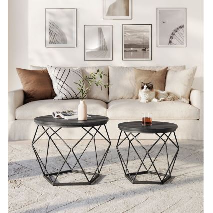 Set di 2 tavolini da salotto TALIA neri