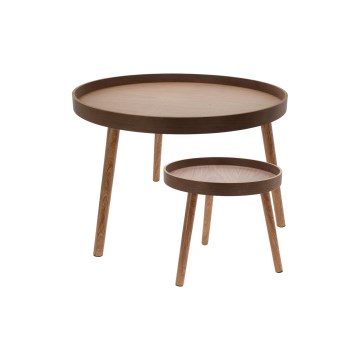Set di 2 tavolini da salotto VERDE Ø 60/38 cm noce