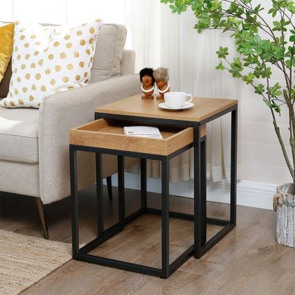 Set di 2 tavolini d'appoggio ELDUR marrone/nero