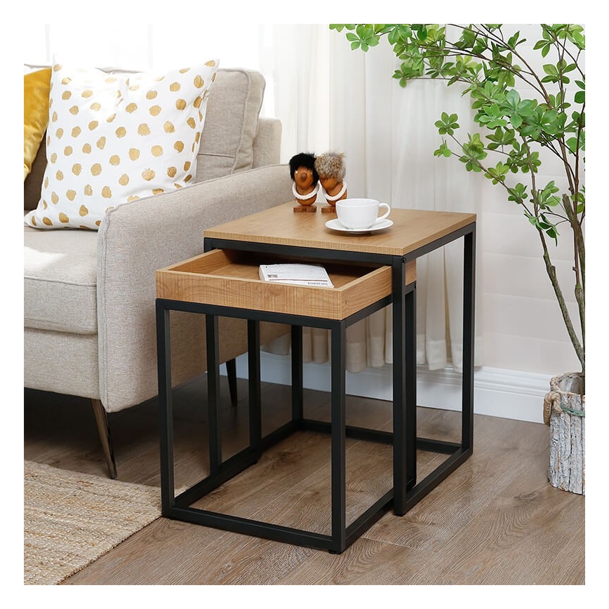 Set di 2 tavolini d'appoggio ELDUR marrone/nero