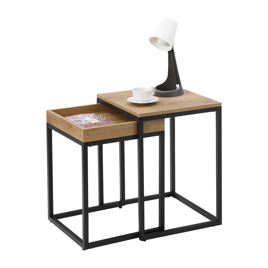 Set di 2 tavolini d'appoggio ELDUR marrone/nero
