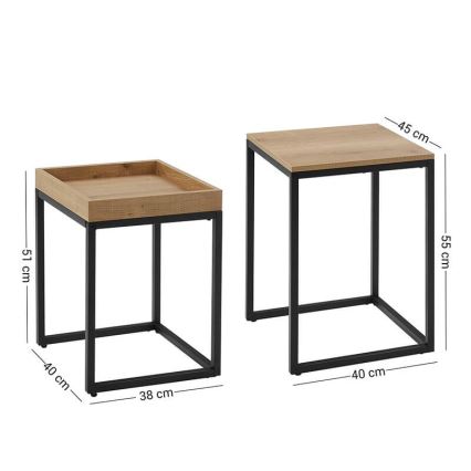 Set di 2 tavolini d'appoggio ELDUR marrone/nero