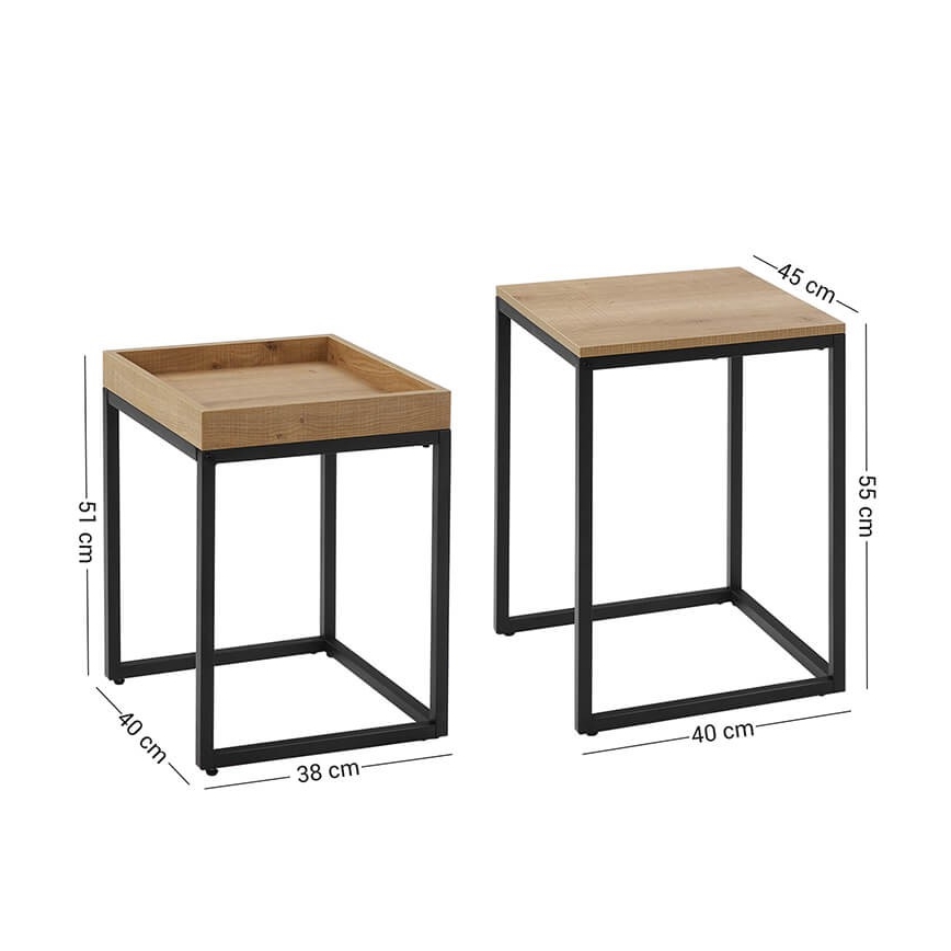 Set di 2 tavolini d'appoggio ELDUR marrone/nero