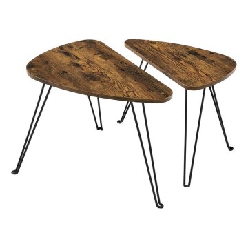 Set di 2 tavolini ELDUR marrone/nero