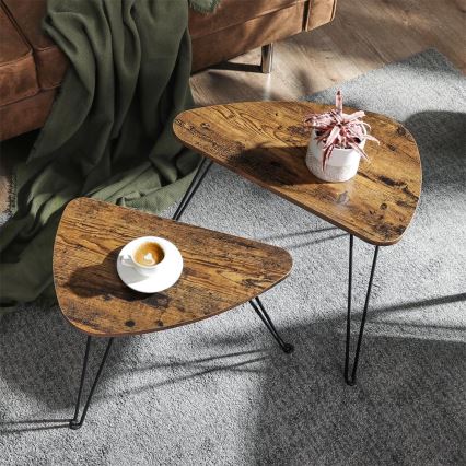Set di 2 tavolini ELDUR marrone/nero