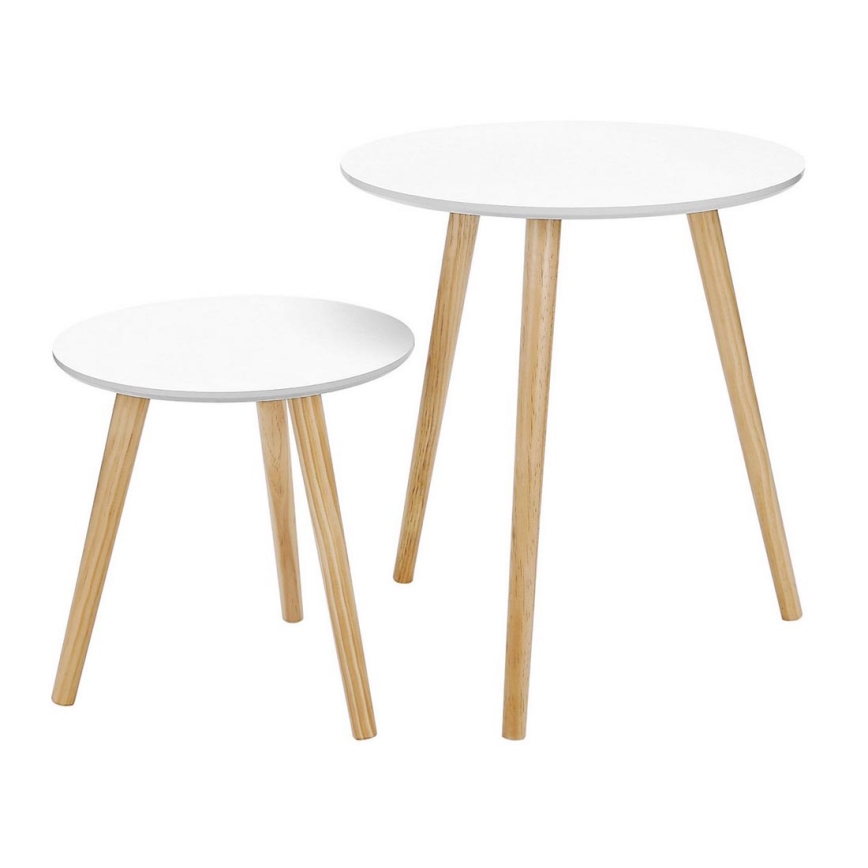 Set di 2 tavolini laterali SERA bianco/marrone