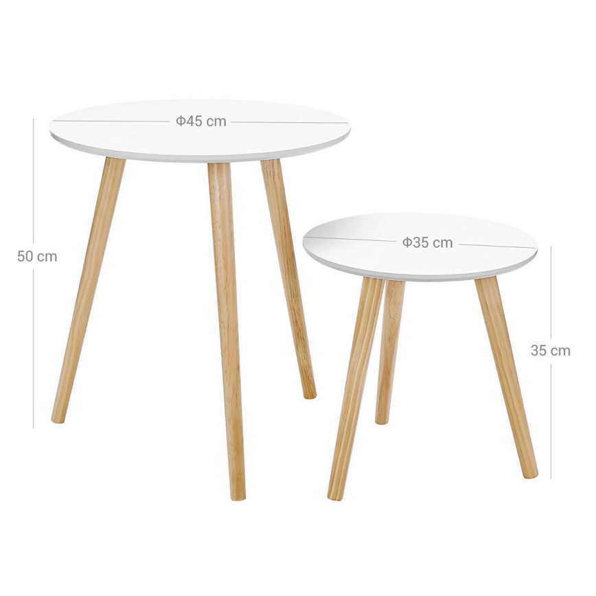 Set di 2 tavolini laterali SERA bianco/marrone