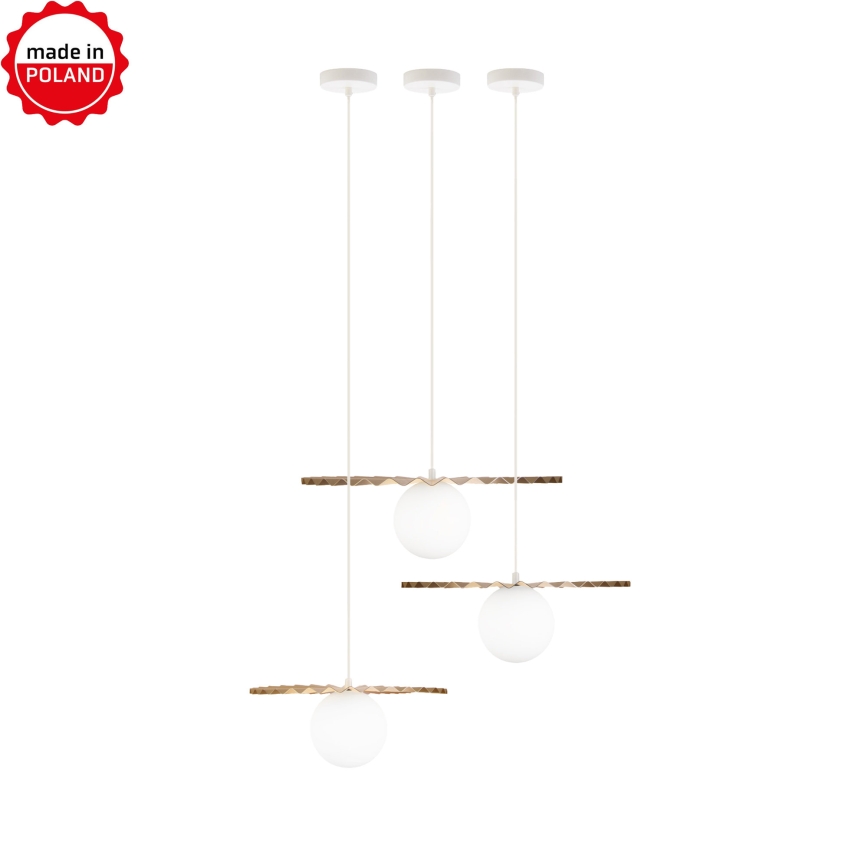 Set di 3 lampadari a cavo SUNPLISS, 1xG9/10W/230V, oro/crema