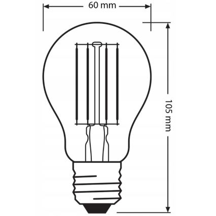 Set di 3 lampadine LED BASE CLASSIC FILAMENT A60 E27/7,5W/230V 4000K - Osram