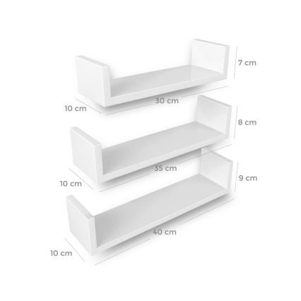 Set di 3 mensole da parete SHELFY bianche