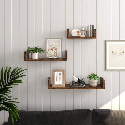 Set di 3 mensole da parete SHELFY marrone