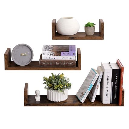 Set di 3 mensole da parete SHELFY marrone