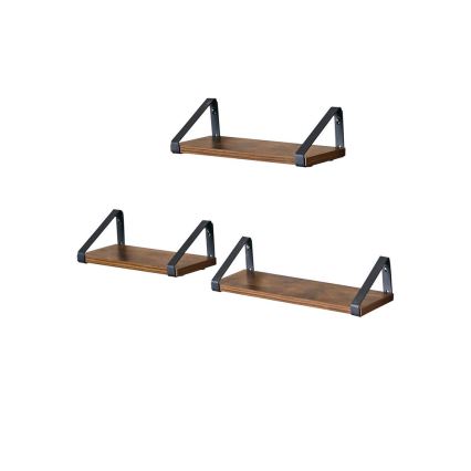 Set di 3 mensole da parete SHELFY marrone/nero